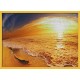 Topný obraz - západ slunce na pláži - žlutý rám